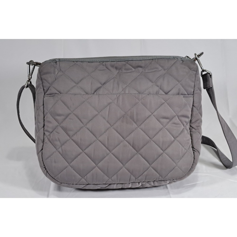 Vera Bradley Gray Quilted Crossbody Bag Floral Lining Adjustable Strap Messenger - Picture 5 of 11